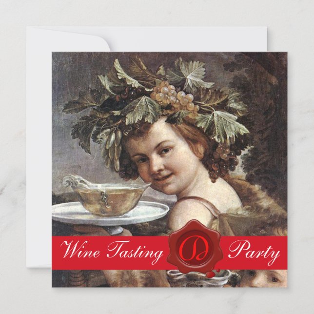 INVITATION BACCHUS, FÊTE DE DÉGUSTATION DE VIN PARCHEMIN À SC (Devant)