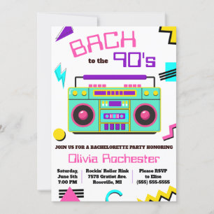 Invitation Bach au Bachelorette Party des années 90