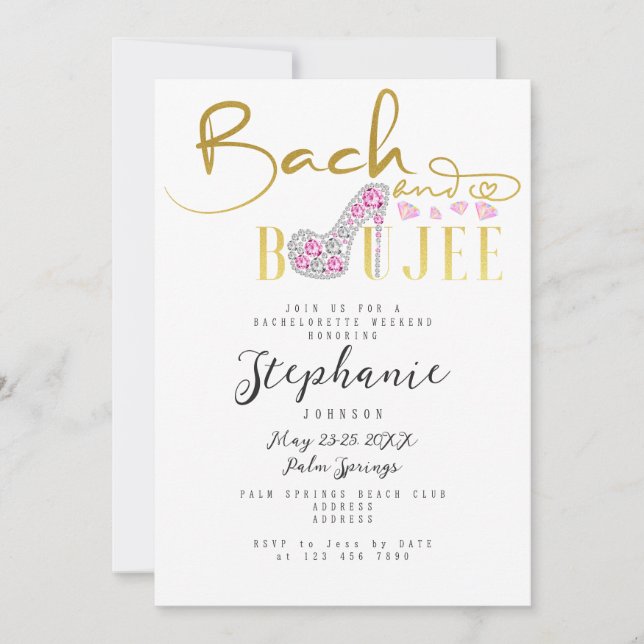 Invitation Bach & Boujee Gold Diamond Glam Bachelorette (Devant)