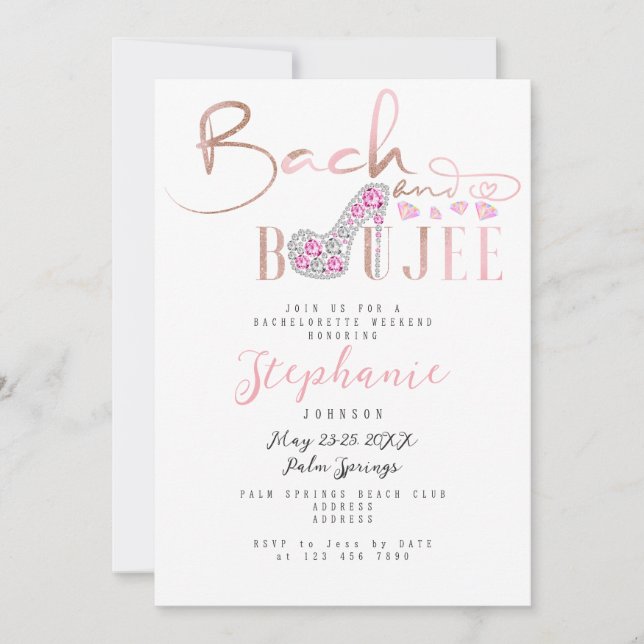 Invitation Bach & Boujee Rose Diamond Glam Bachelorette Party (Devant)