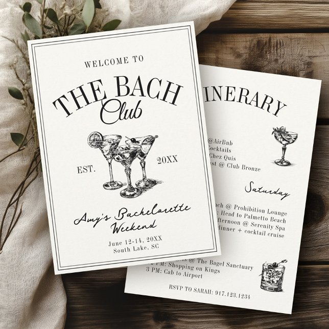 Invitation Bach Club Vintage Bachelorette (Créateur téléchargé)