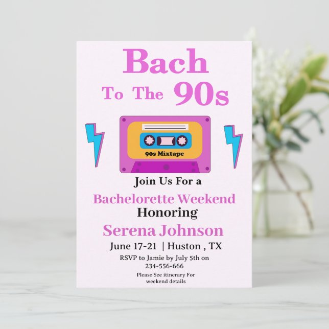 Invitation Bach To The 90s Cassette Tape Bachelorette Week-en (Debout devant)