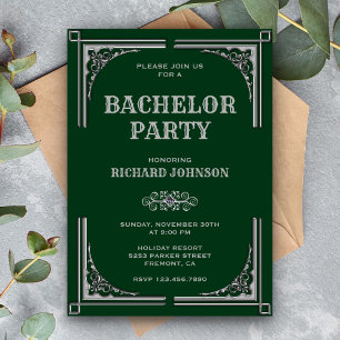 Invitation Bachelor Art Déco Vert