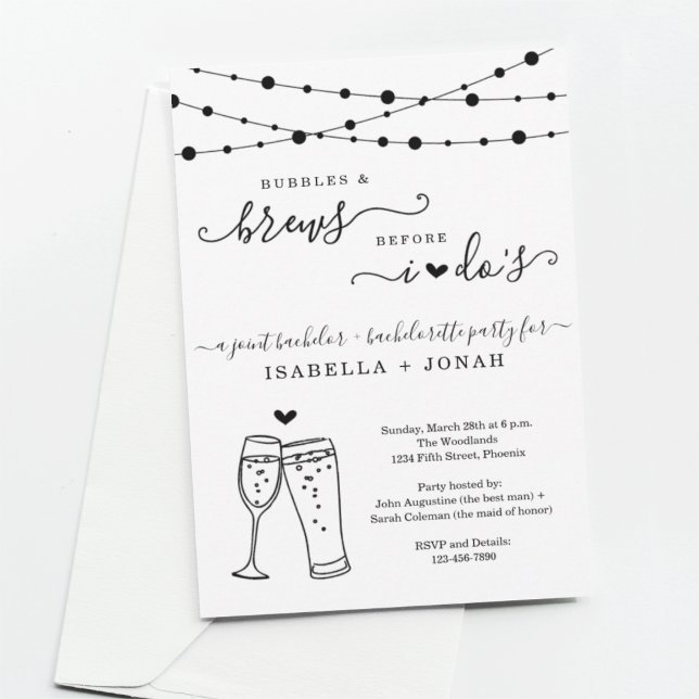 Invitation Bachelor & Bachelorette Party Bubbles & Brew (Créateur téléchargé)