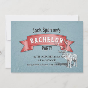 Invitation Bachelor / Bachelorette Stade Party Red Ribbon Blu