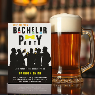 Invitation Bachelor Bowtie colorée des années 90