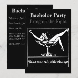 Invitation Bachelor Champagne Glass