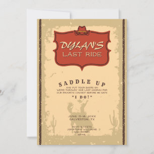 Invitation Bachelor Dernier Ride Western Cowboy Texas Adventu