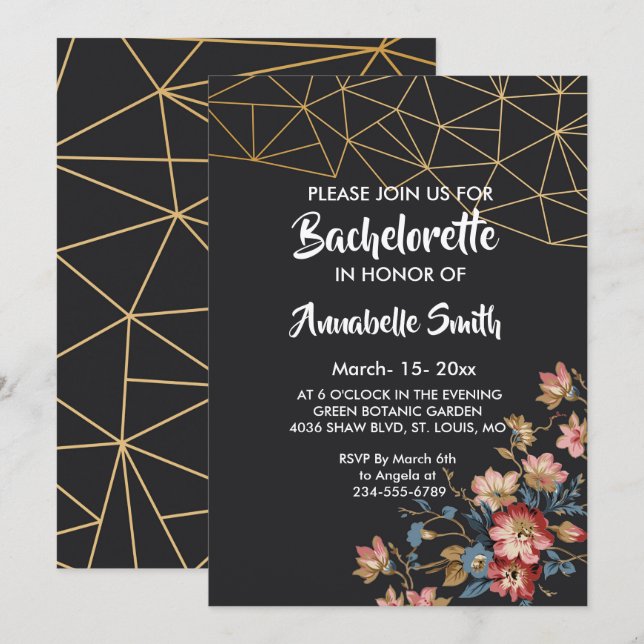 Invitation Bachelor géométrique (Devant / Derrière)