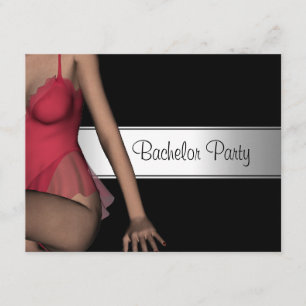 Invitation Bachelor Party Black Silver Girl