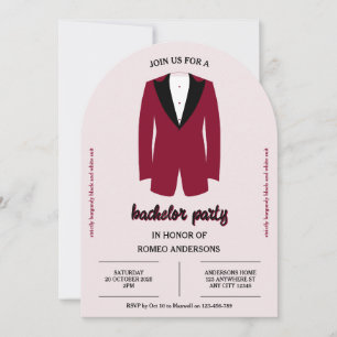 Invitation Bachelor Party de Tuxedo Noir Bourgogne