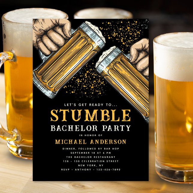 Invitation Bachelor Party Groom Boy's Night Out Boy Boissons (Créateur téléchargé)