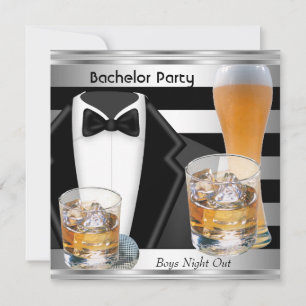 Invitation Bachelor Party Mens Boys Night Out Boissons Tux
