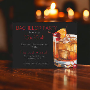 Invitation Bachelor Party Noir Vieux Boisson