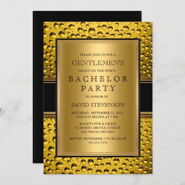 Invitation Bachelor Party pour hommes de bière (Devant / Derrière)