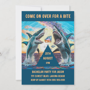 Invitation Bachelor Party - Requins se démènent pour des pier