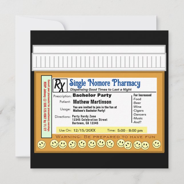 Invitation Bachelor Party RX pour le plaisir (Devant)