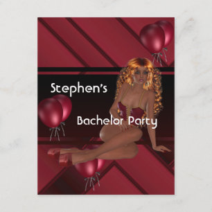 Invitation Bachelor Party S.exy Girl Red Balloons