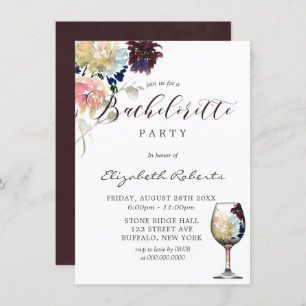 Invitation Bachelorée Blush Pink Peony de la marine de Bourgo