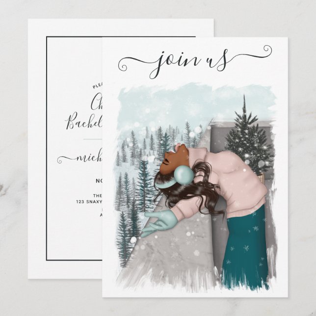 Invitation Bachelorée de Noël afro-américaine Invi (Devant / Derrière)