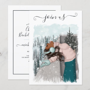 Invitation Bachelorée de Noël afro-américaine Invi