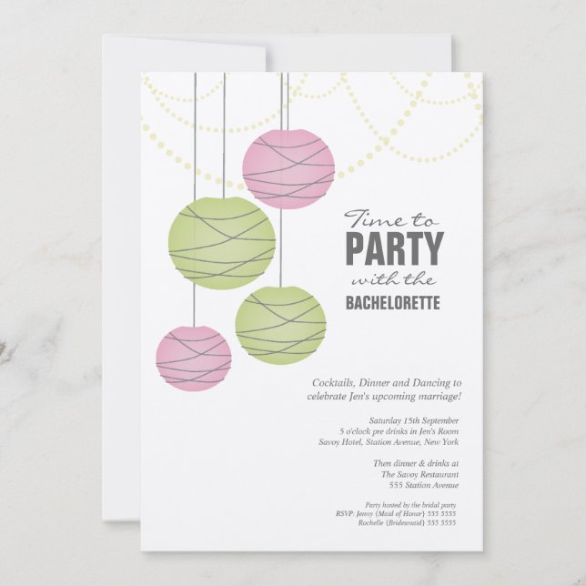 Invitation Bachelorette 5x7 Pink Livre vert (Devant)