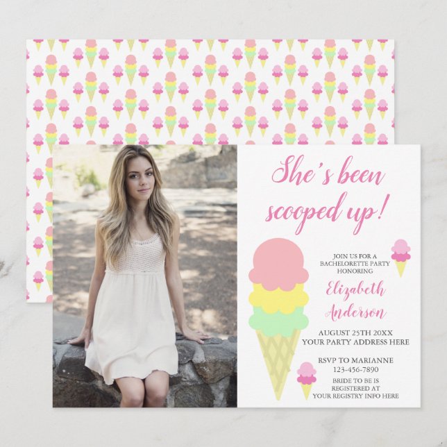 Invitation Bachelorette à crème glacée (Devant / Derrière)