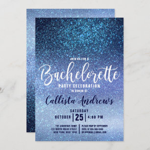 Invitation Bachelorette à Parties scintillant triple bleu Gir