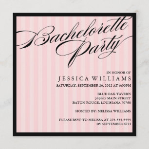 Invitation Bachelorette à rayures roses