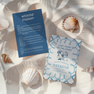 Invitation Bachelorette à ruban bleu vintage de la boussole m