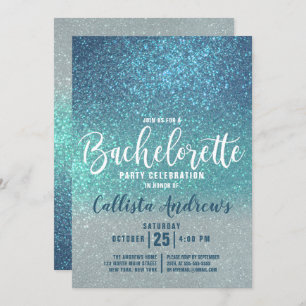 Invitation Bachelorette à trois Parties scintillant Turquoise
