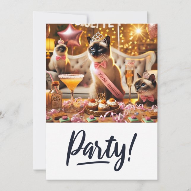 Invitation Bachelorette Amoureux des chats (Devant)