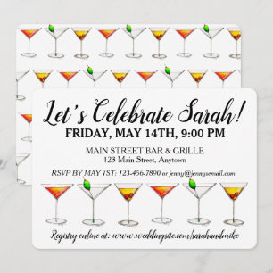 Invitation Bachelorette Anniversaire Cocktail Martini Cosmo