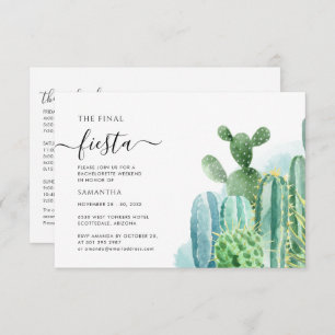 Invitation Bachelorette avec Itinéraire Cactus Succulents