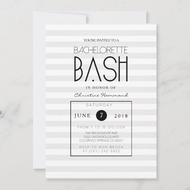 Invitation Bachelorette Bachelorette Gris Chic (Devant)