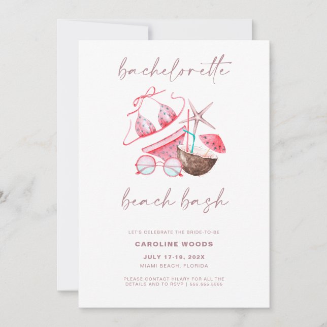 Invitation Bachelorette Beach Bash Bachelorette (Devant)