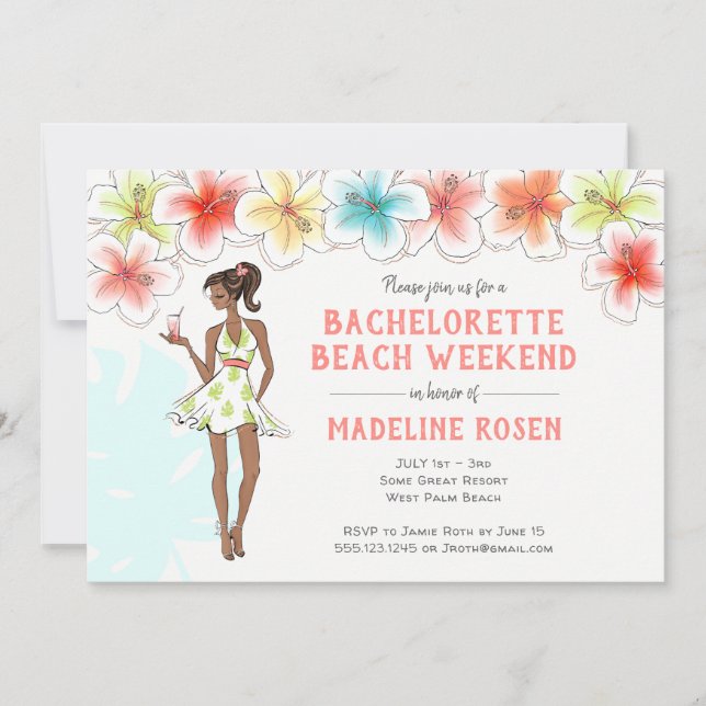 Invitation Bachelorette Beach Weekend Einladung (Devant)