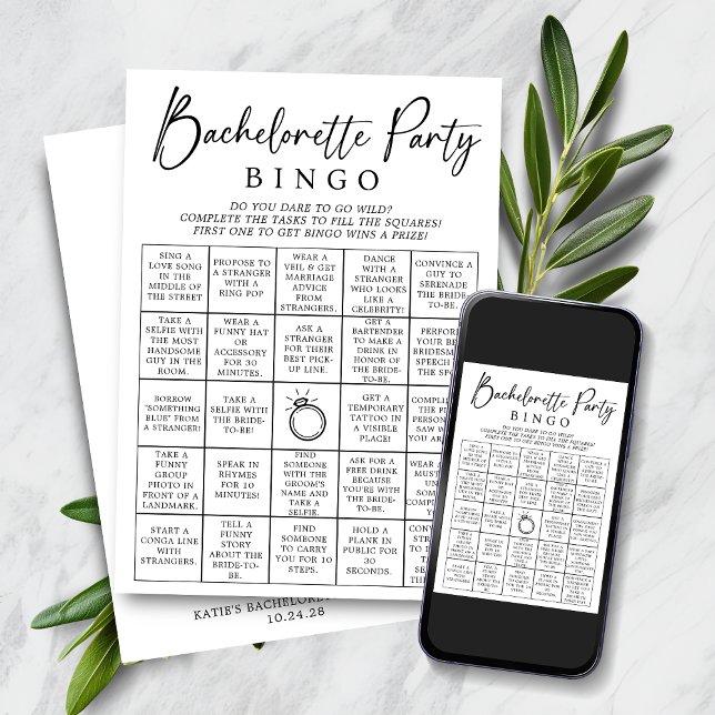 Invitation Bachelorette Bingo Party (Bachelorette Bingo Party Game Card. Do you dare?)