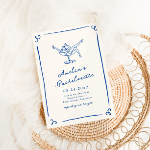 Invitation Bachelorette Bleue Bleue Marine Levée Main Whimsic