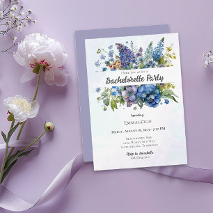 Invitation Bachelorette Bohême Bleue Violet Aquarelle