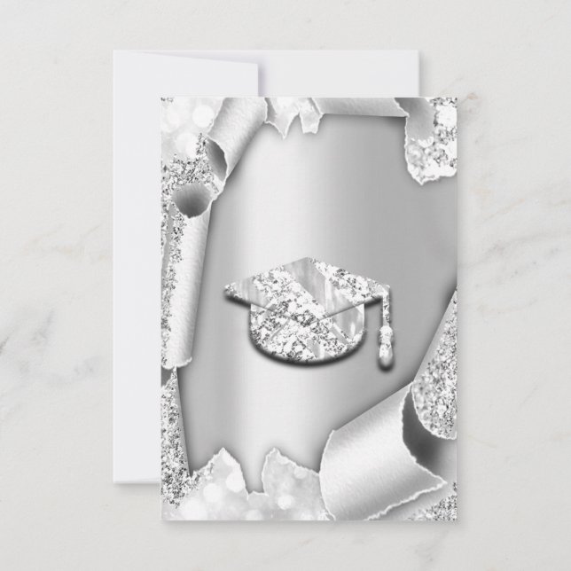 Invitation Bachelorette CASQUETTE 3d Parties scintillant Silv (Dos)
