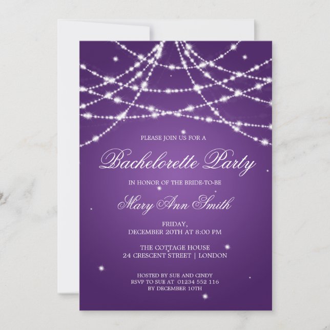 Invitation Bachelorette Chaîne De Sparkling Purple (Devant)