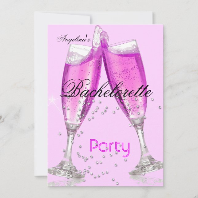 Invitation Bachelorette Champagne rose (Devant)