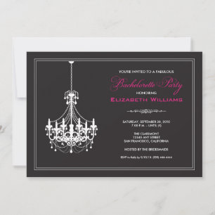 Invitation Bachelorette Chandelier classique (blan