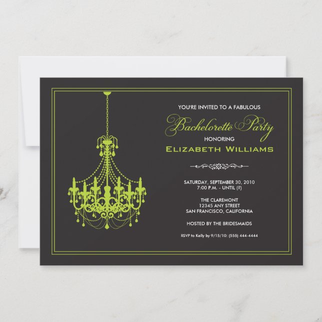 Invitation Bachelorette chandelier classique (chau (Devant)