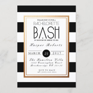 Invitation Bachelorette Chic & Formel Or et noir