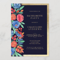 Bachelorette d'aquarelle Florale Bleu Coral