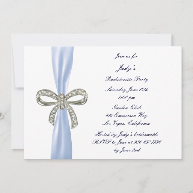 Invitation Bachelorette de Bachelorette Bleue Diamond Invitat (Devant)