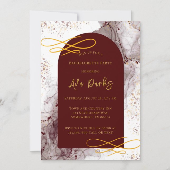 Invitation Bachelorette de Bachelorette en encre d'alcool bor (Devant)