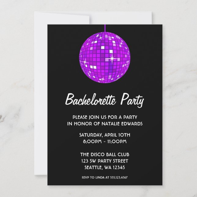Invitation Bachelorette de basket-ball violet et noir (Devant)